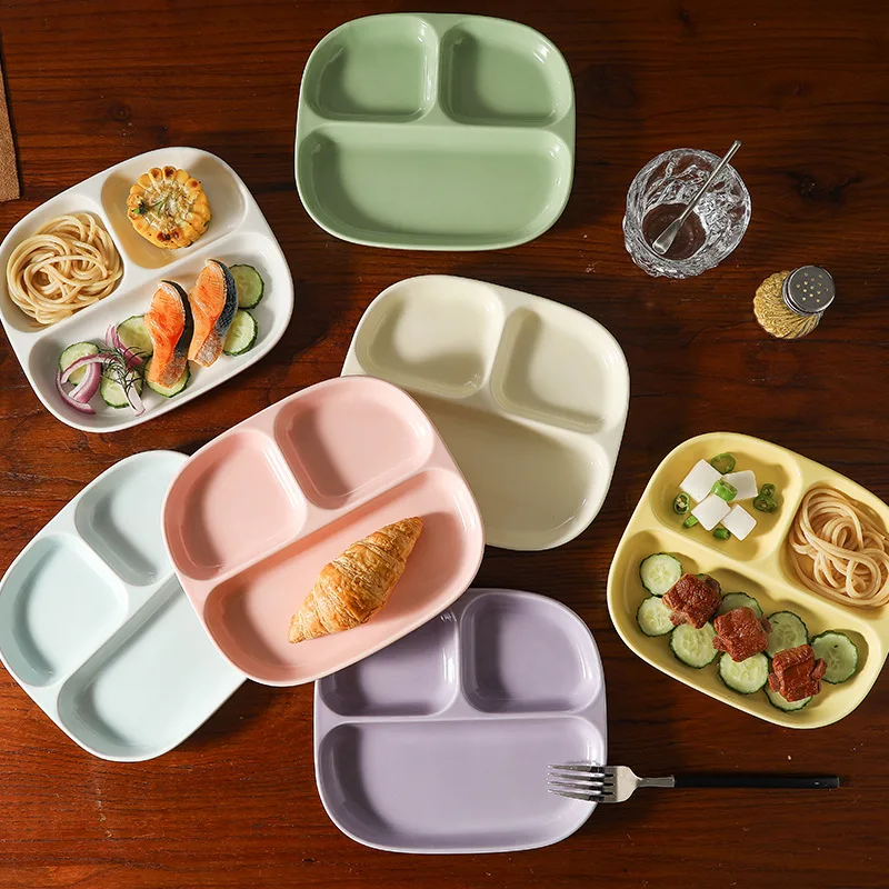 トリプルグリッドセラミック朝食プレート フィットネス減量用食 - Food Snacks For Weight Loss のレビューと価格