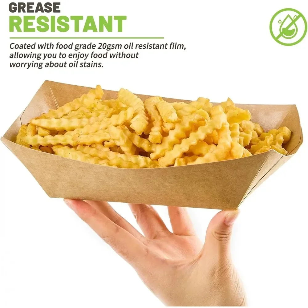 大型クラフト紙製フードトレイ 50個入り、4ポンド、パーティ - Food Snacks Images のレビューと価格