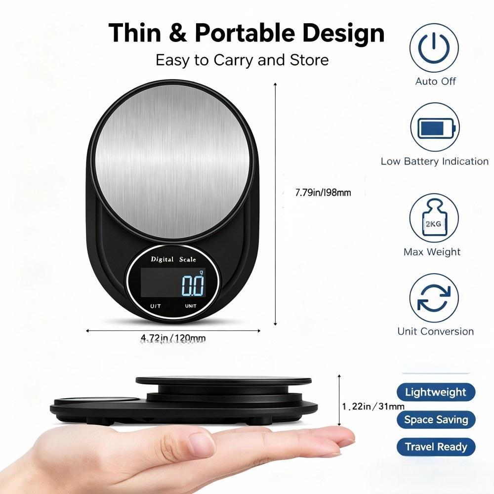 2KG 0.1g ミニポータブルデジタルキッチンスケール、丸 - Food & Snacks Pdf のレビューと価格